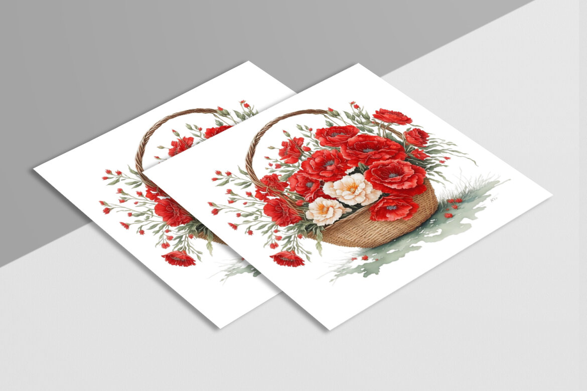 Free Watercolor Flower Baskets - view 4