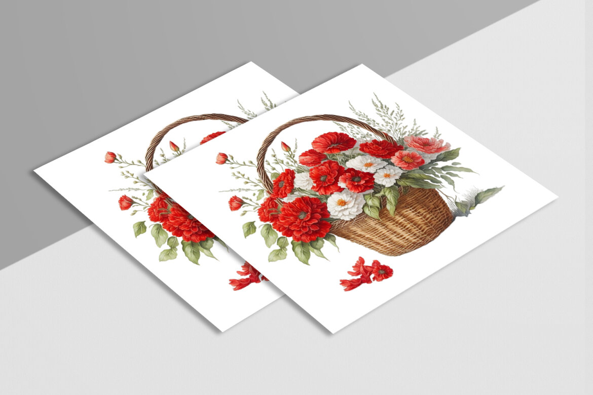 Free Watercolor Flower Baskets - view 5