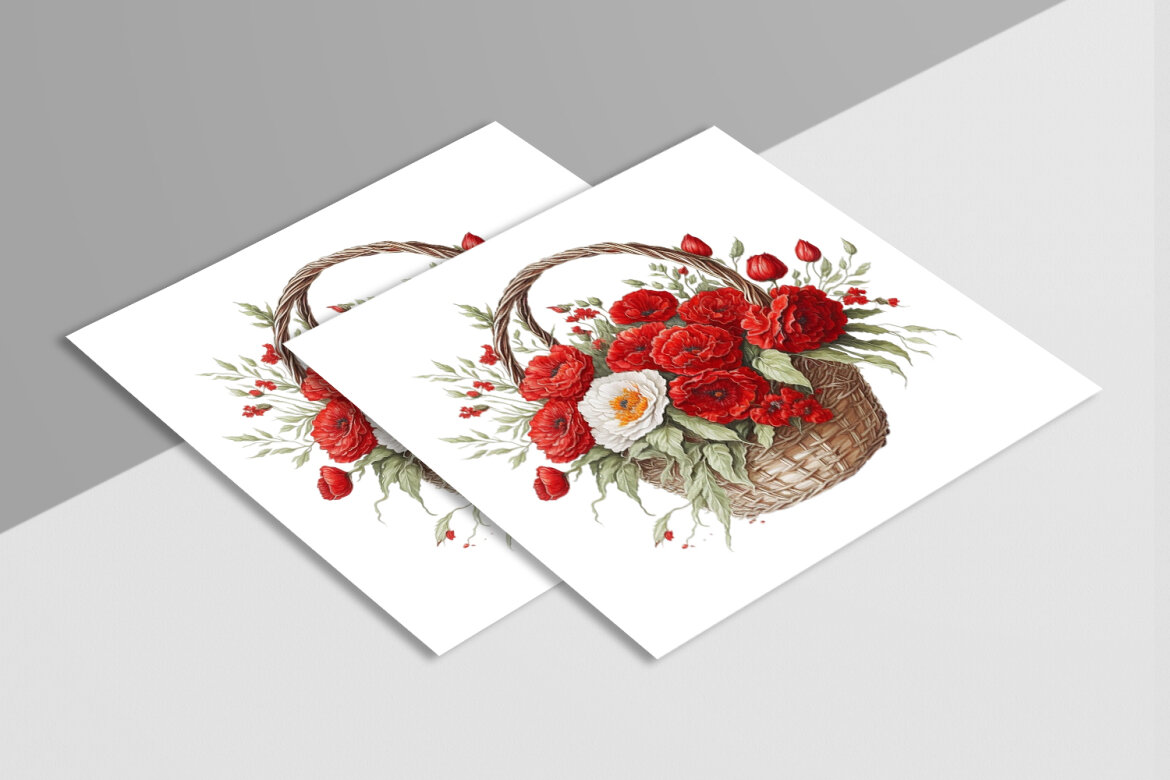 Free Watercolor Flower Baskets - view 2