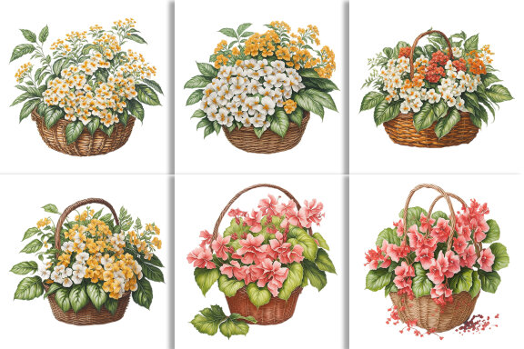 Watercolor Flower Basket FREE Designs