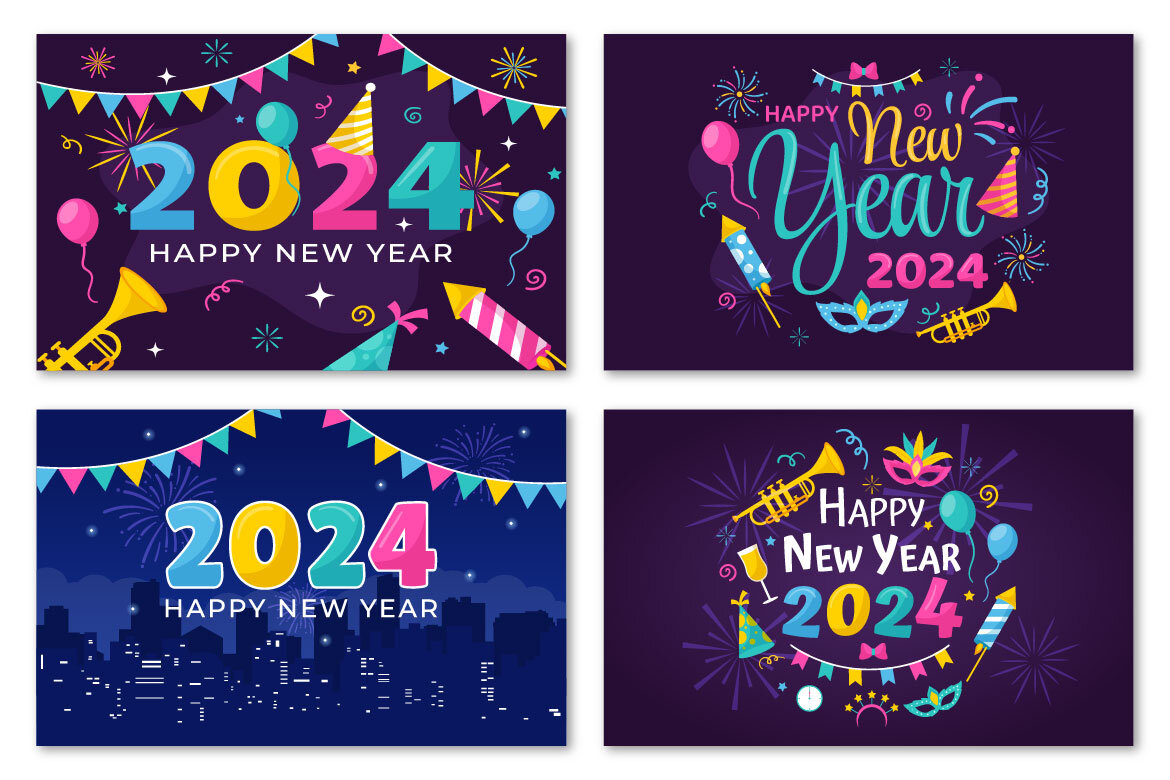 15 Happy New Year 2024 FREE Illustrations - view 3