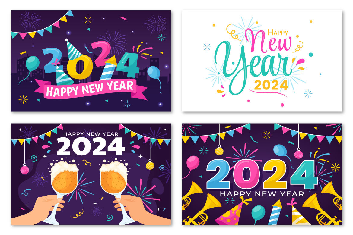 15 Happy New Year 2024 FREE Illustrations alternate