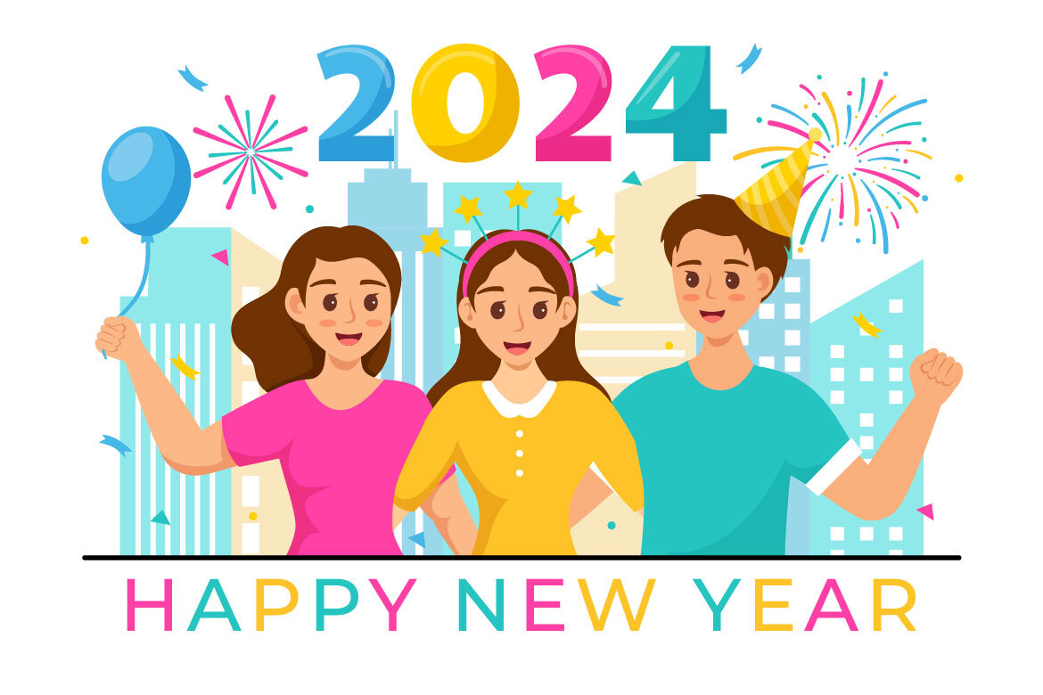 15 Happy New Year 2024 FREE Illustrations - view 5