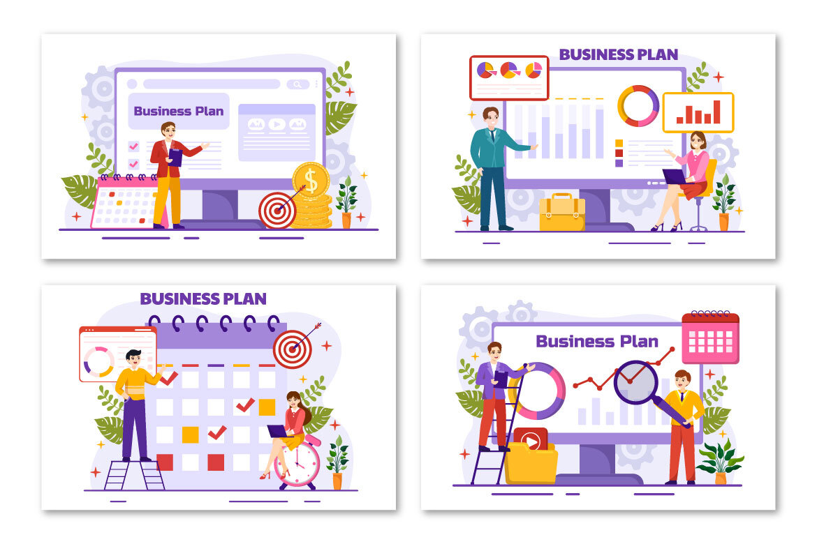 12 Business Plan FREE Vector Illustrations - view 4