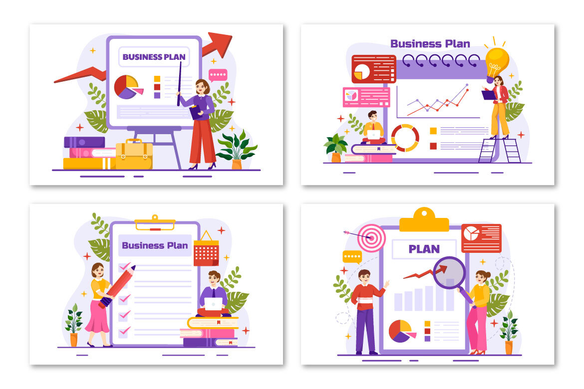 12 Business Plan FREE Vector Illustrations - view 3