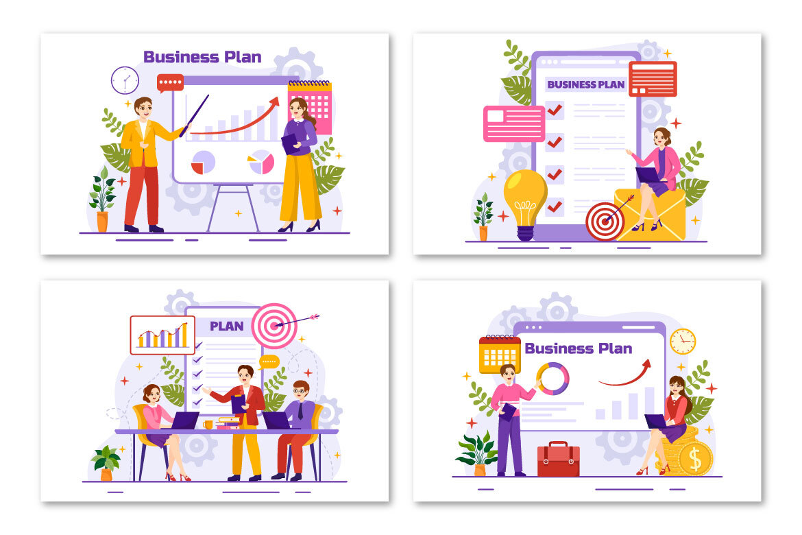 12 Business Plan FREE Vector Illustrations alternate
