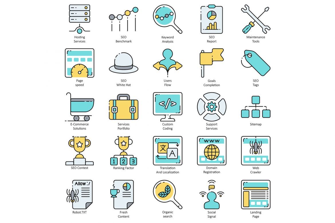 100 SEO Internet Marketing Icons | Aqua - view 5