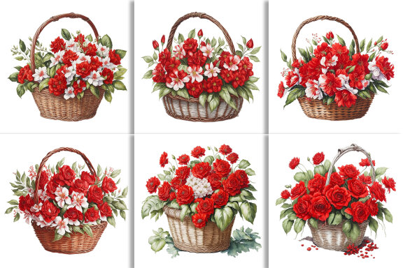 Watercolor Floral Flower Basket FREE Design