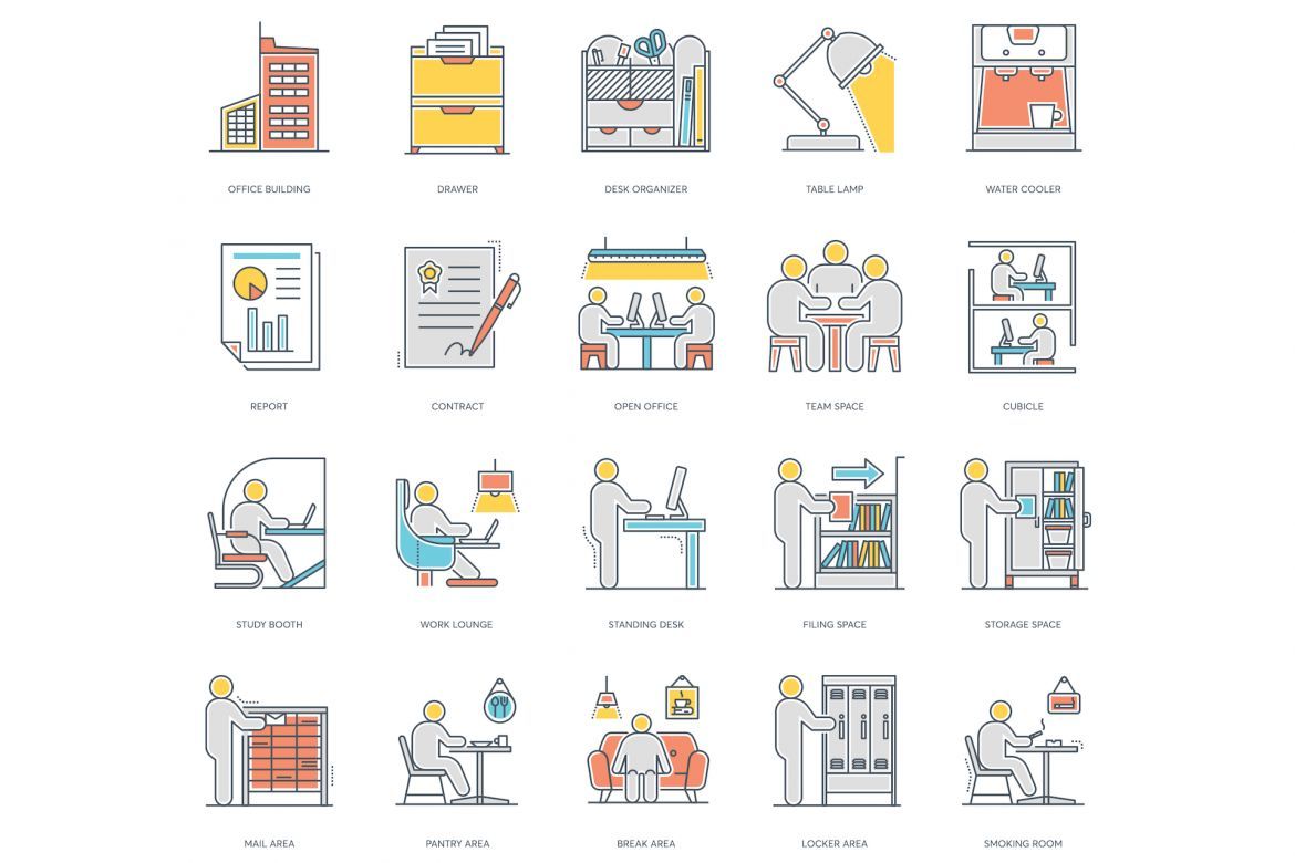 73 Office Icons | Color Line - view 4