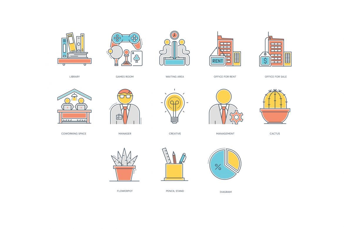 73 Office Icons | Color Line - view 5