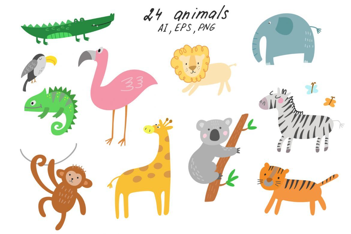 Jungle Animals Clip Art alternate