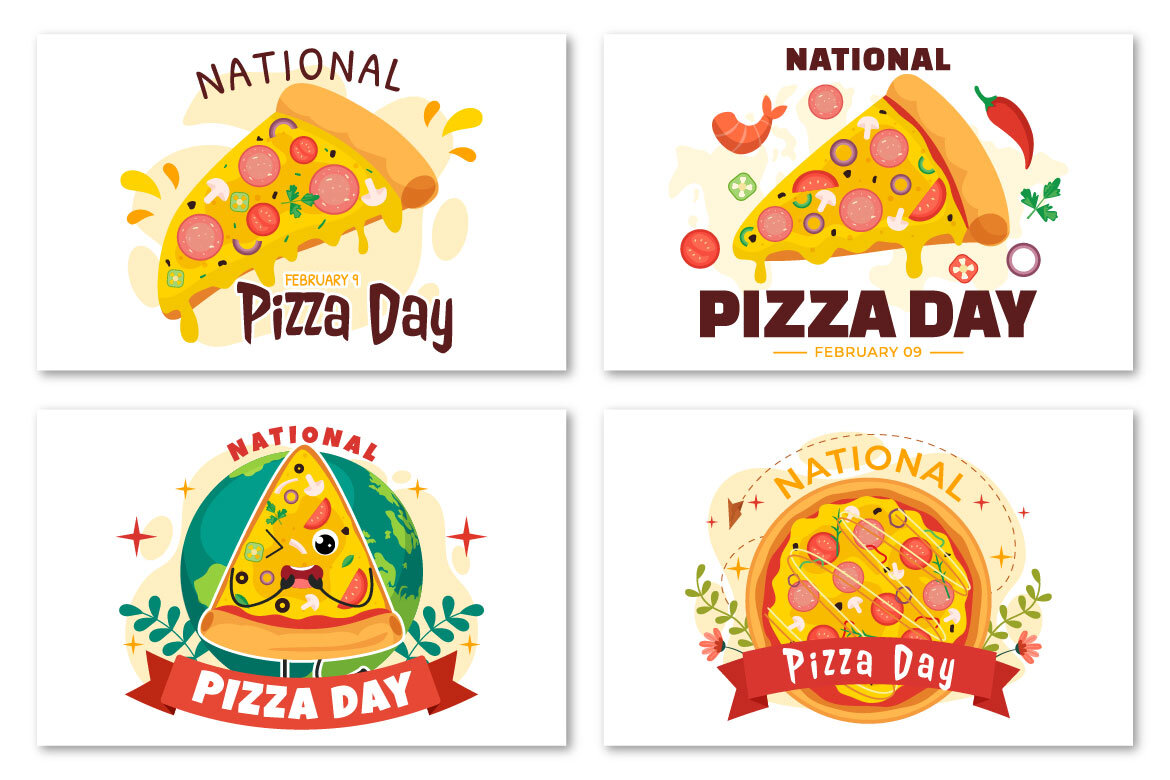 14 National Pizza Day FREE Vector Illustrations alternate