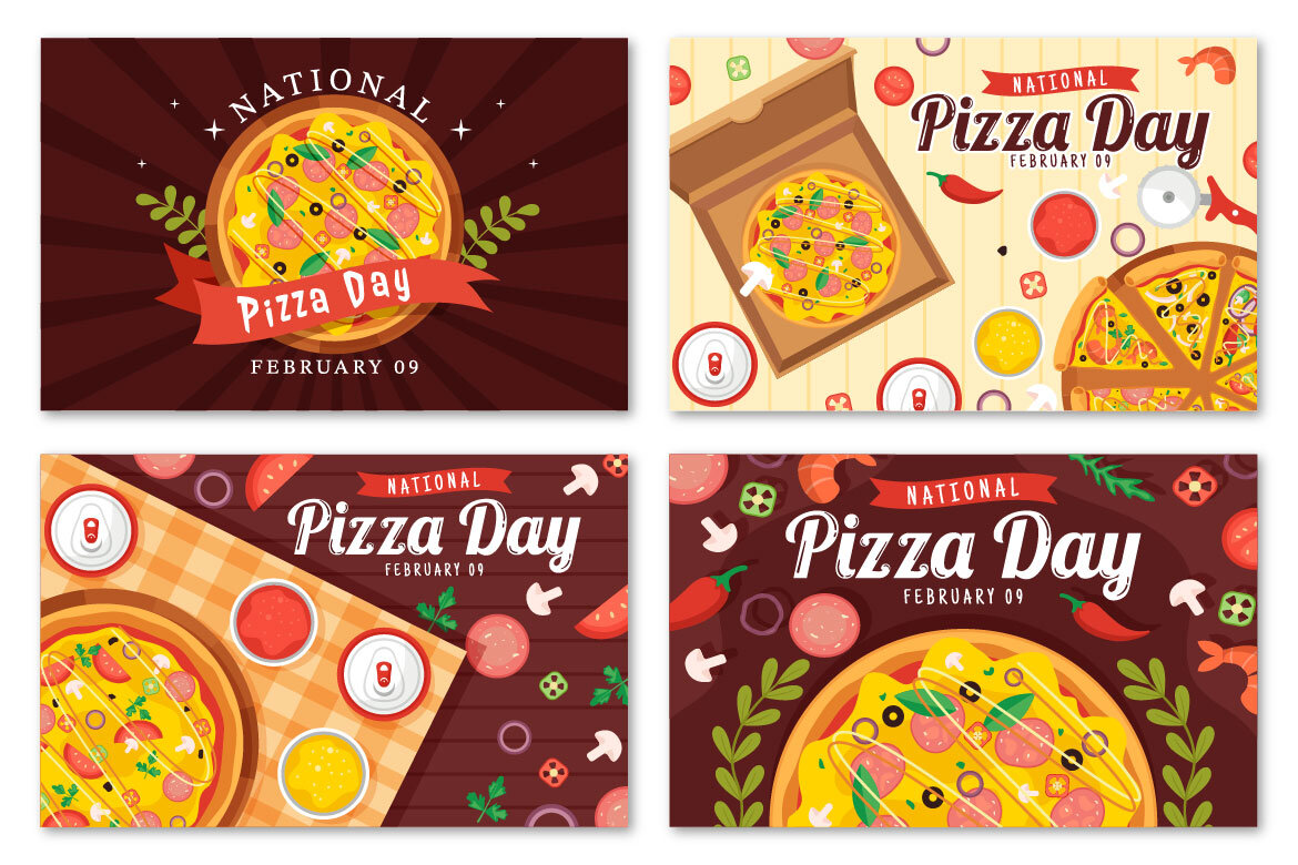 14 National Pizza Day FREE Vector Illustrations - view 3