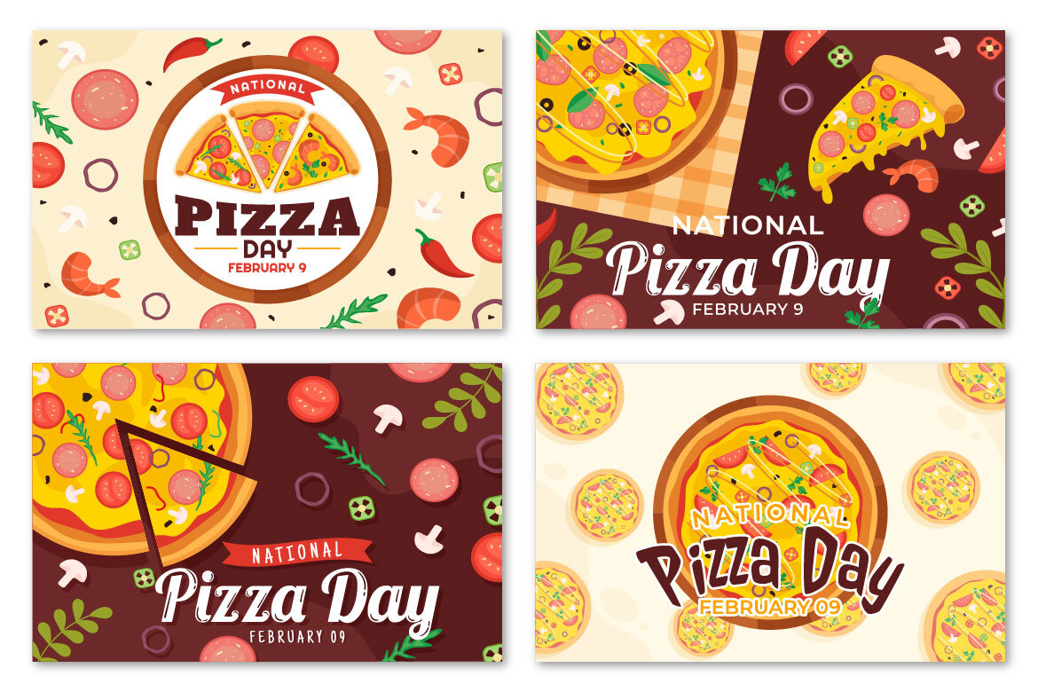 14 National Pizza Day FREE Vector Illustrations - view 4