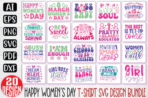 FREE Women's Day Quotes T-shirt Bundle