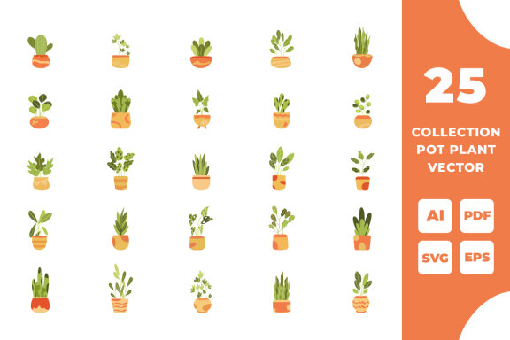 The collection of vector potted plant FREE vectors