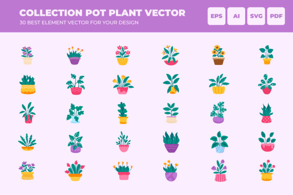 Collection of potted plants FREE vector