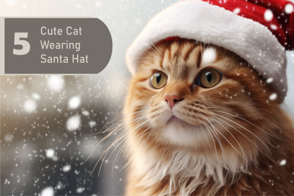 Cat wearing a Christmas Santa hat FREE backgrounds