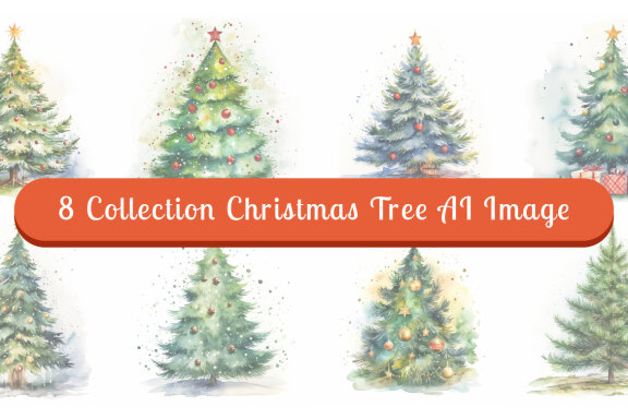 FREE watercolor christmas tree collection vol. 5