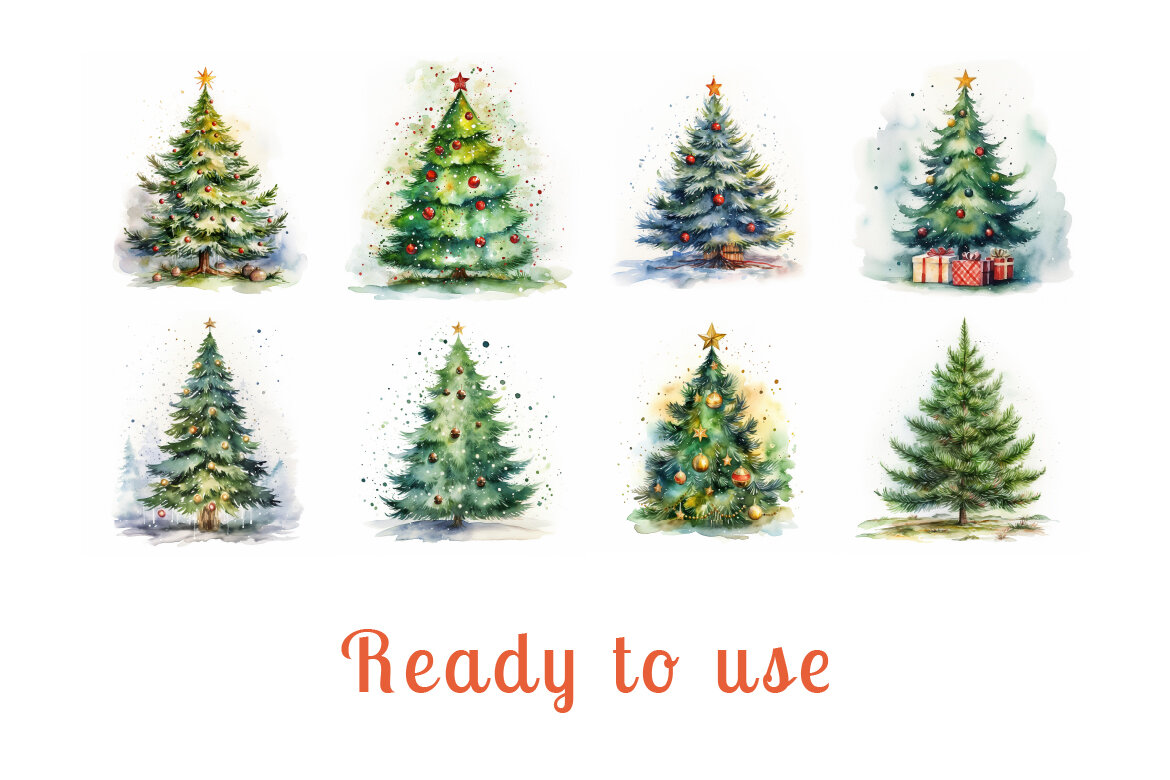 FREE watercolor christmas tree collection vol. 5 alternate