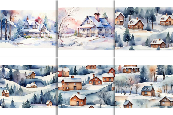 Watercolor Winter Season FREE Backgrounds