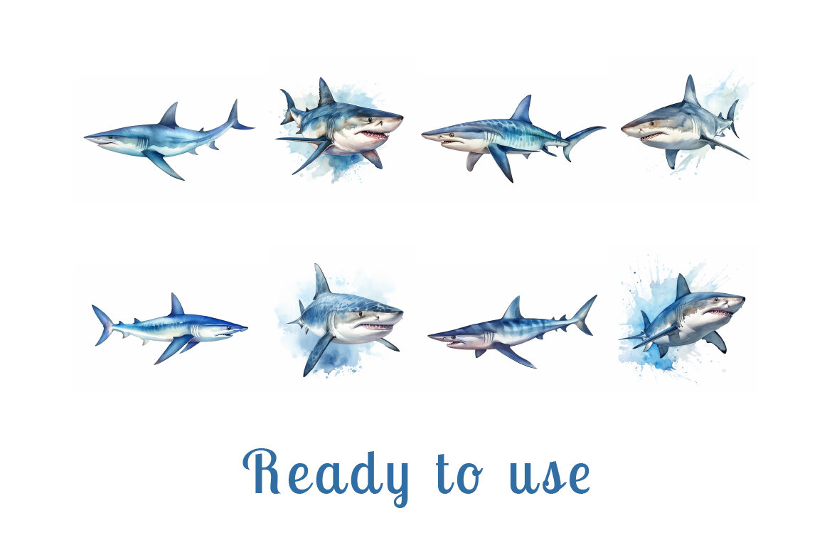 Free shark sea animal watercolor illustration collection vol. 1 - view 3