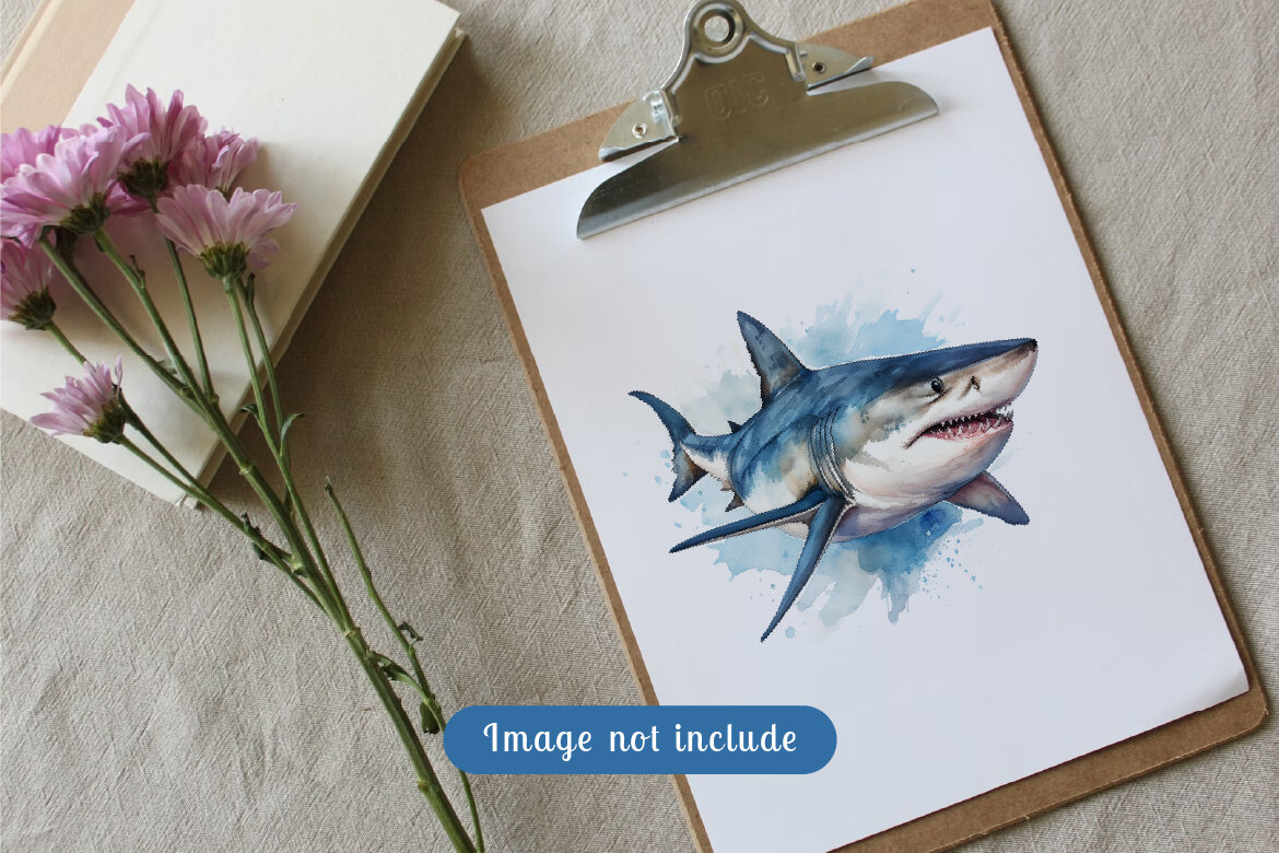 Free shark sea animal watercolor illustration collection vol. 1 alt