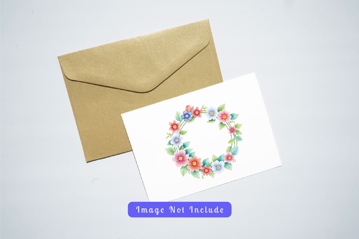 Free watercolor illustrations of leaves and flowers forming a circle vol. 6 - view 3