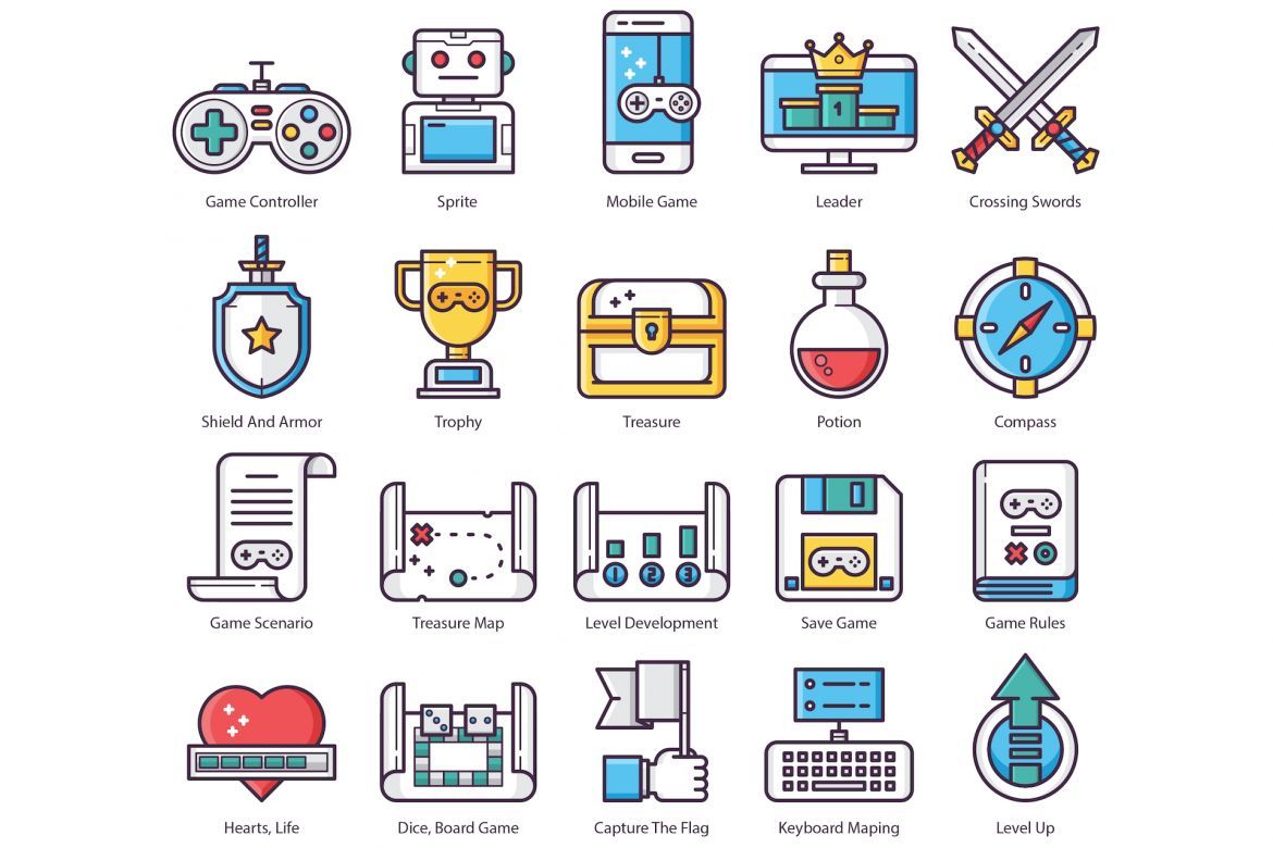 65 Game Design Icons alternate