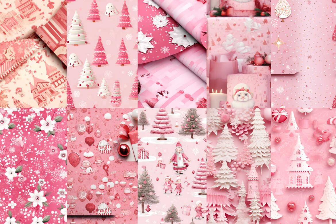 FREE Printable Pink Christmas Patterns - view 3