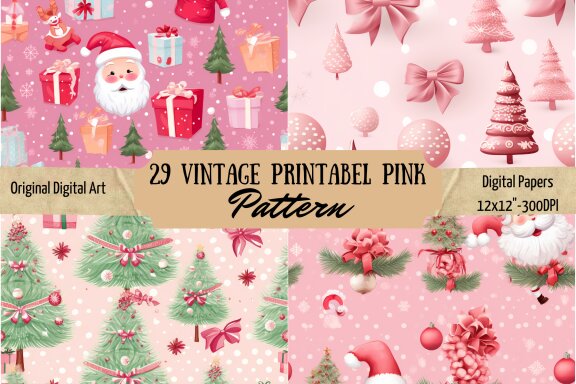 FREE Printable Pink Christmas Patterns
