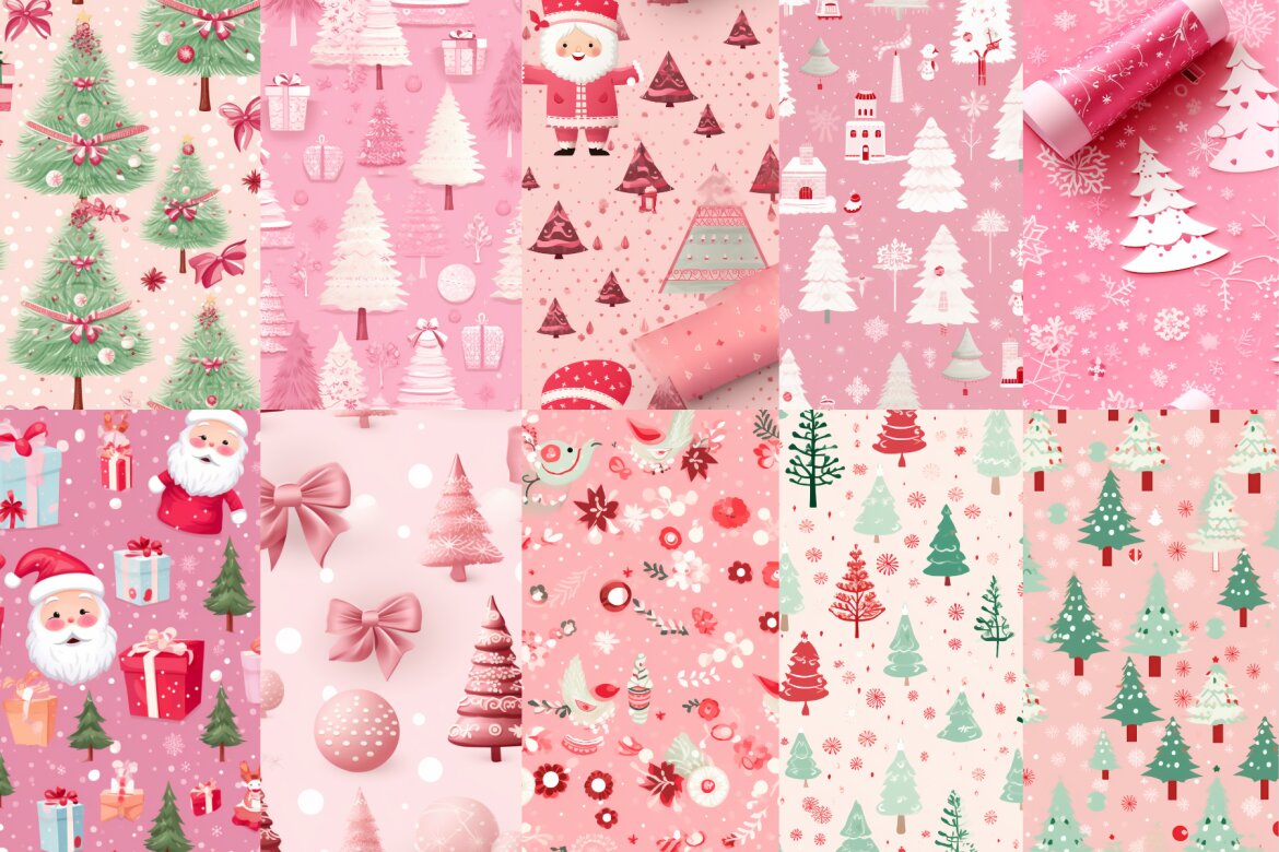 FREE Printable Pink Christmas Patterns alternate