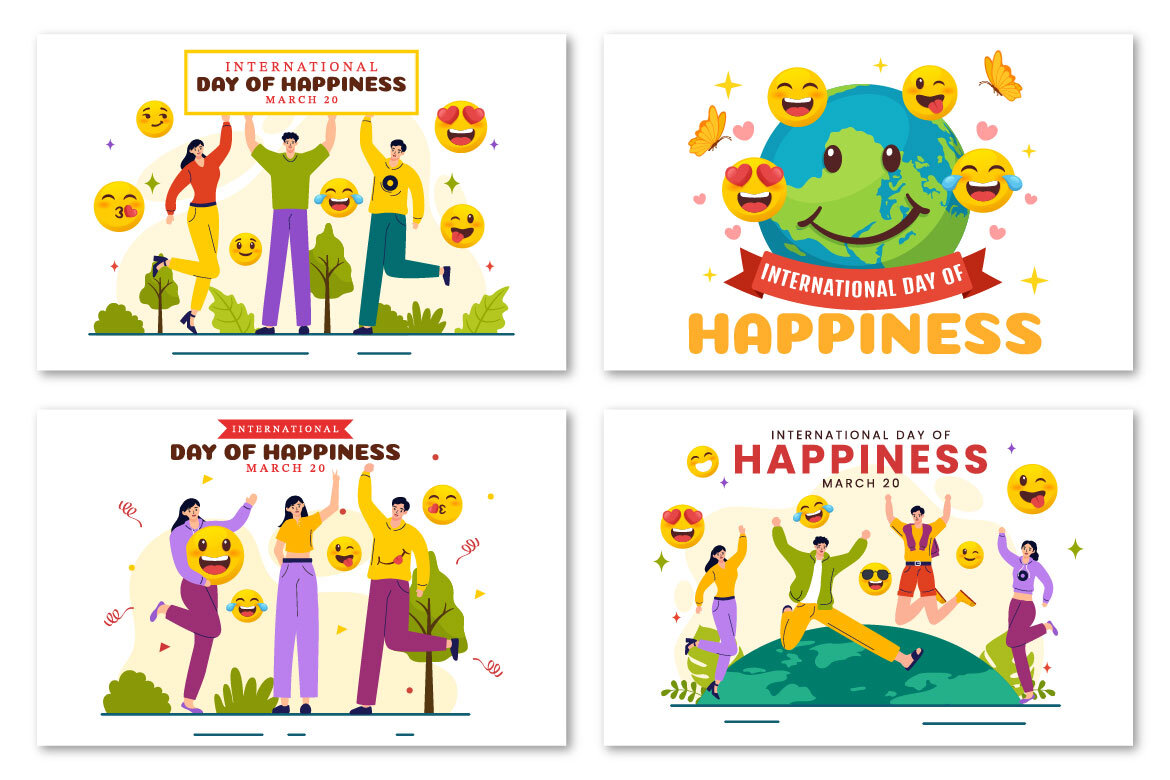 12 World Happiness Day FREE Illustrations alternate