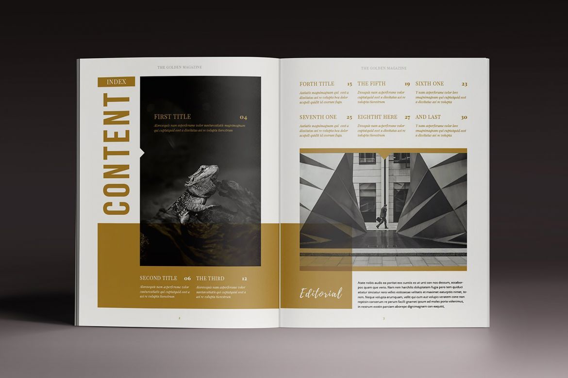 Golden Magazine Indesign Template - view 2
