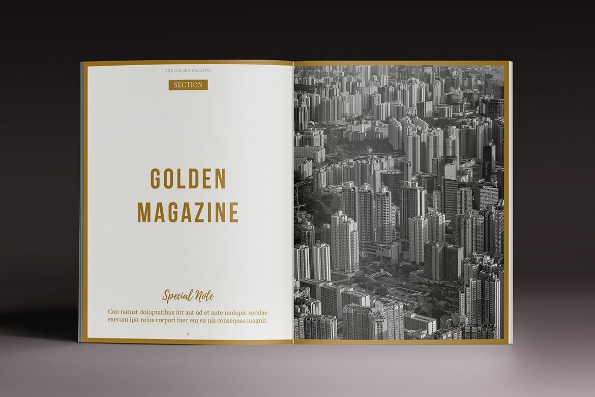 Golden Magazine Indesign Template - view 5