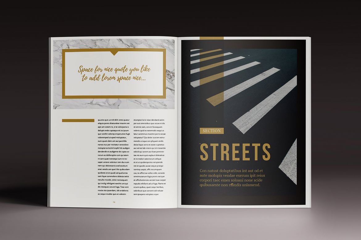 Golden Magazine Indesign Template - view 13