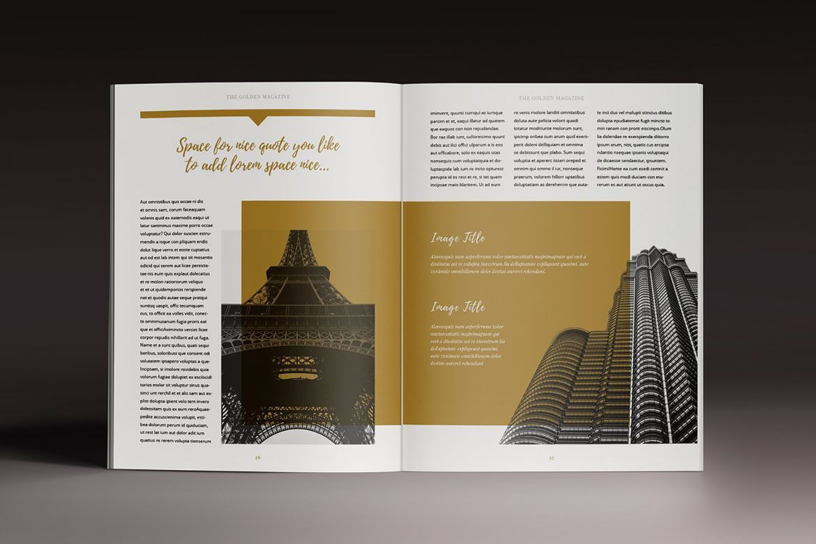 Golden Magazine Indesign Template - view 14