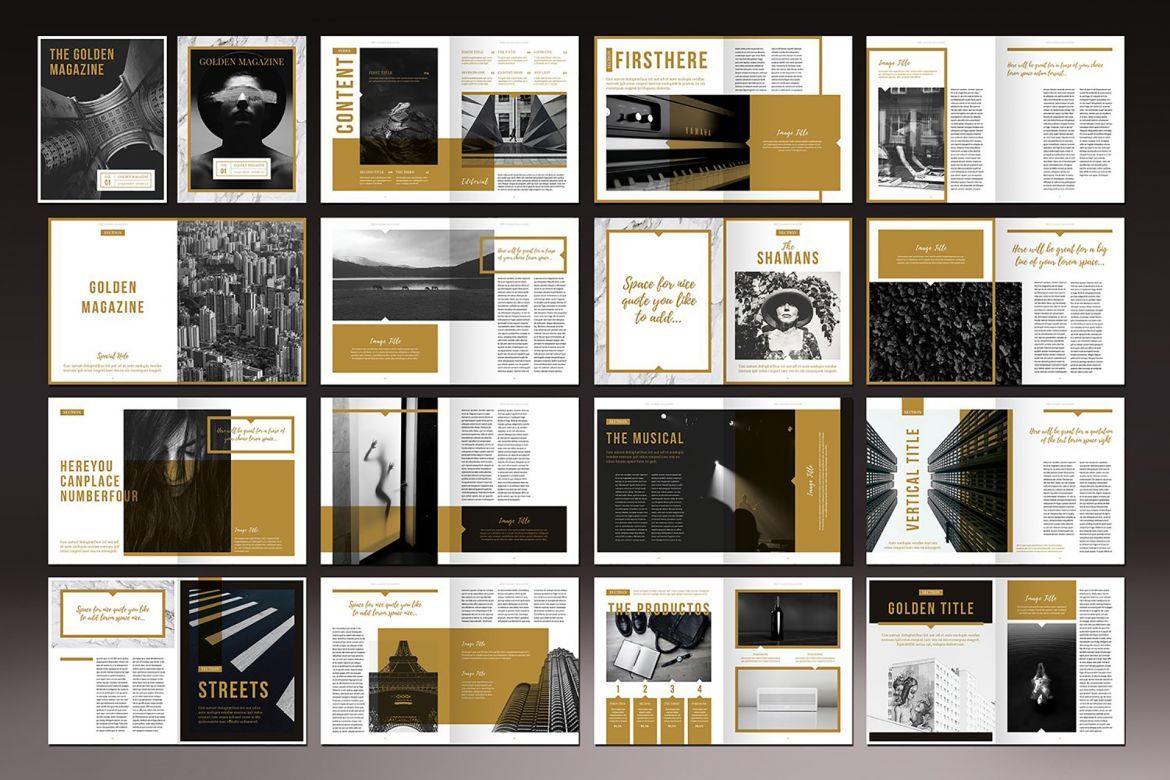 Golden Magazine Indesign Template - view 17