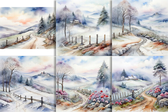 Free Watercolor Winter Season And Village