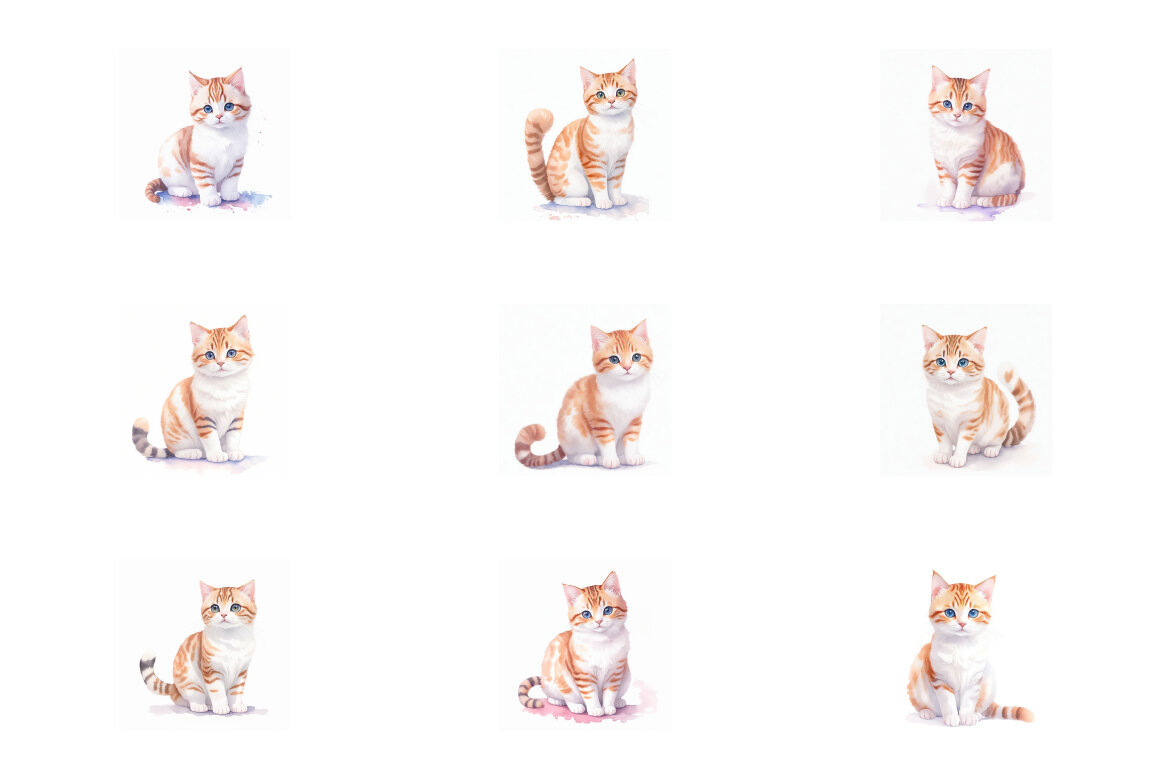 cute cat watercolor FREE illustrations vol. 2 - view 3
