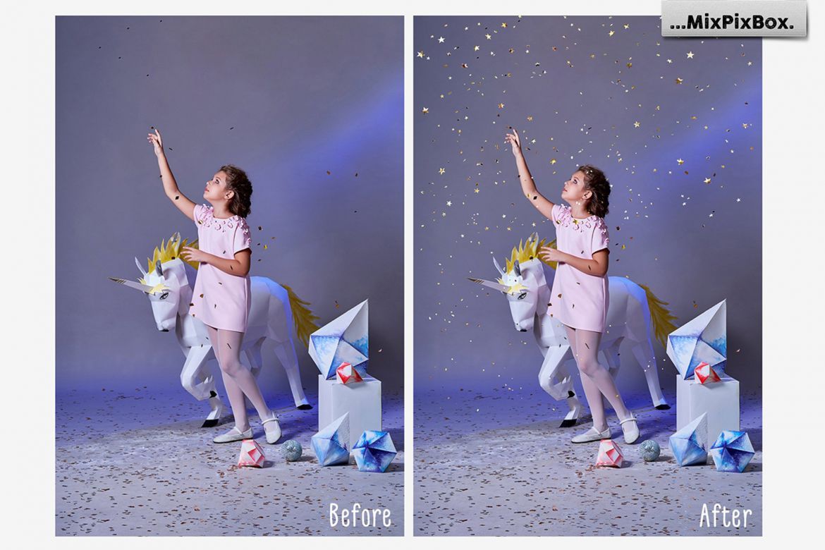 Golden Confetti Photo Overlays - view 3