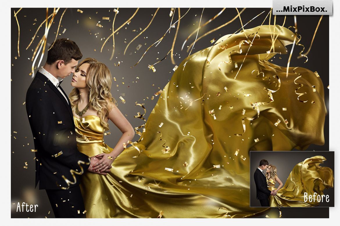 Golden Confetti Photo Overlays alternate