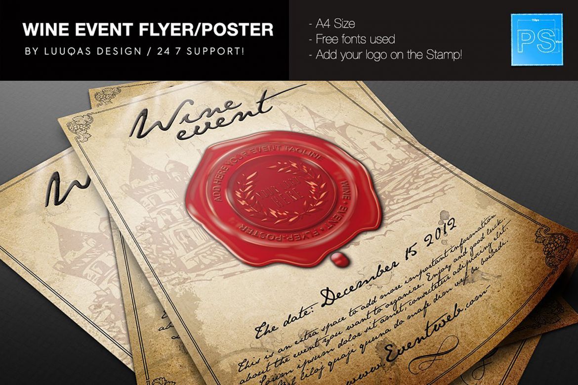 Wine Event Flyer or Poster Invitation - view 2