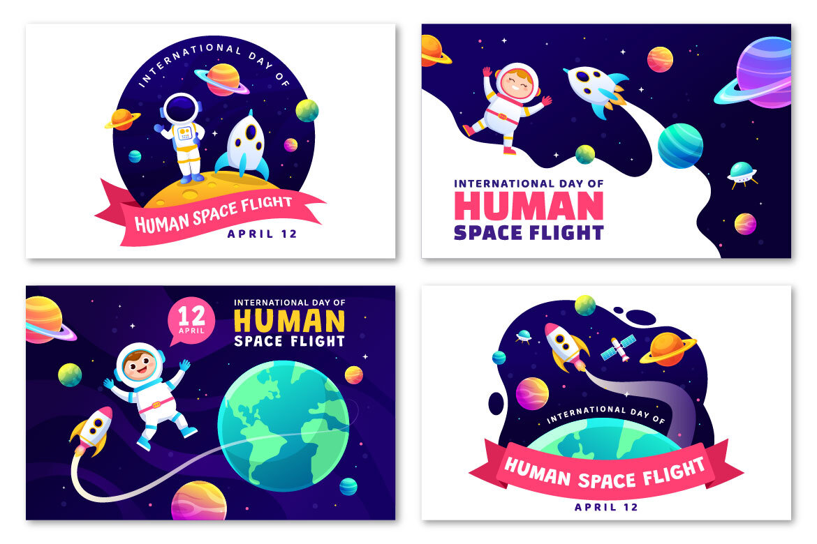 12 Human Space Flight Day FREE Illustrations - view 3