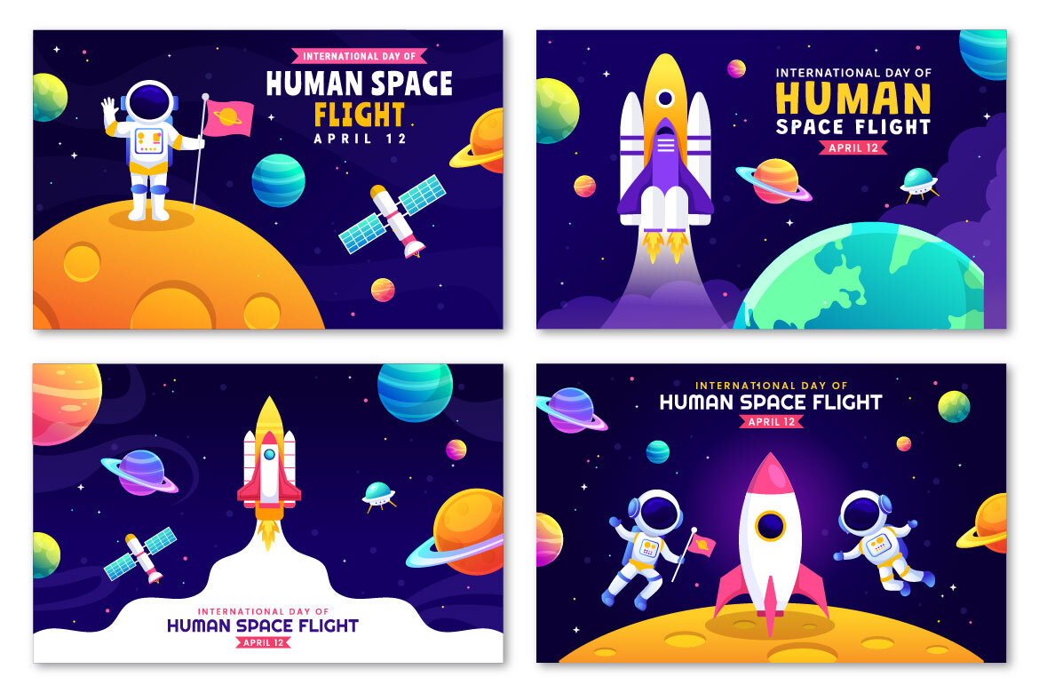 12 Human Space Flight Day FREE Illustrations - view 4