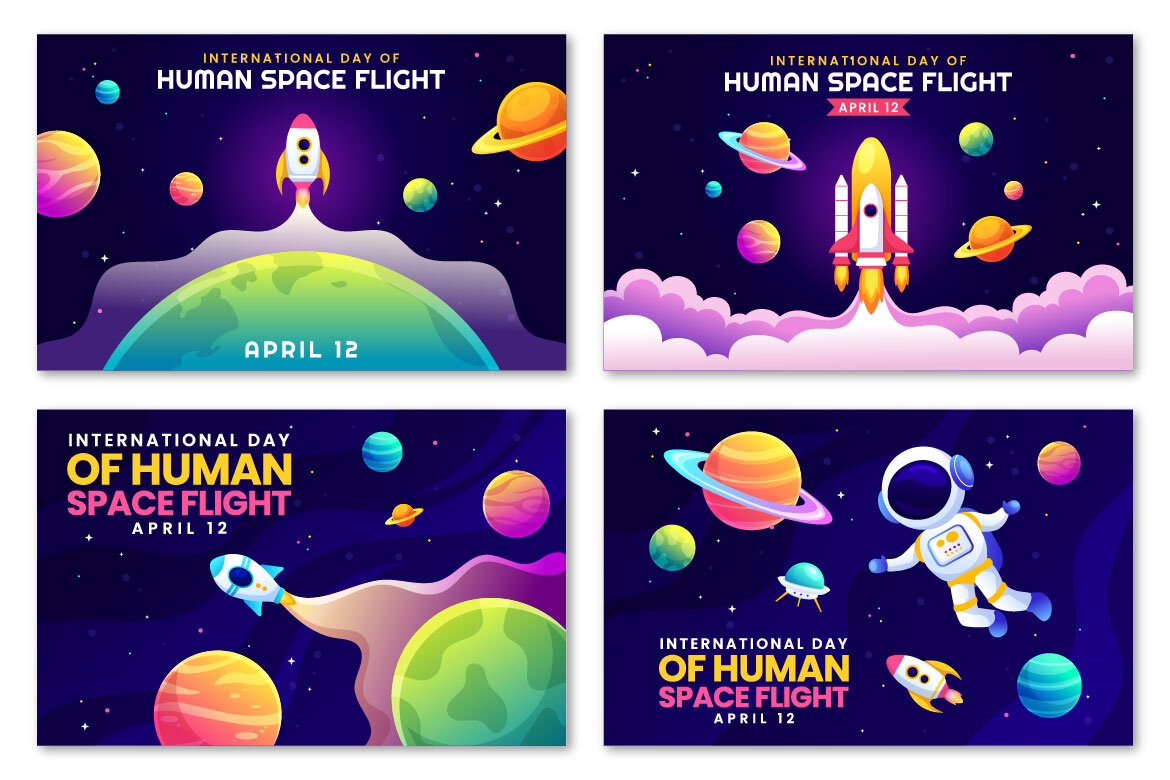 12 Human Space Flight Day FREE Illustrations - view 2