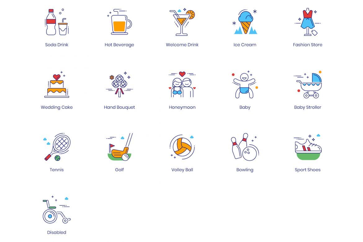 96 Tourism & Travel Icons | ColorPop alternate