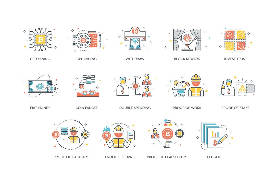 74 Cryptocurrency & Bitcoin Icons | Color Line - view 5