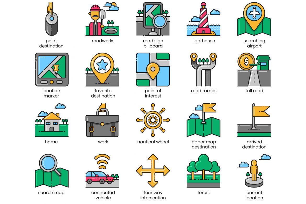 80 Map, Navigation and Route Icons | Aesthetic - view 5