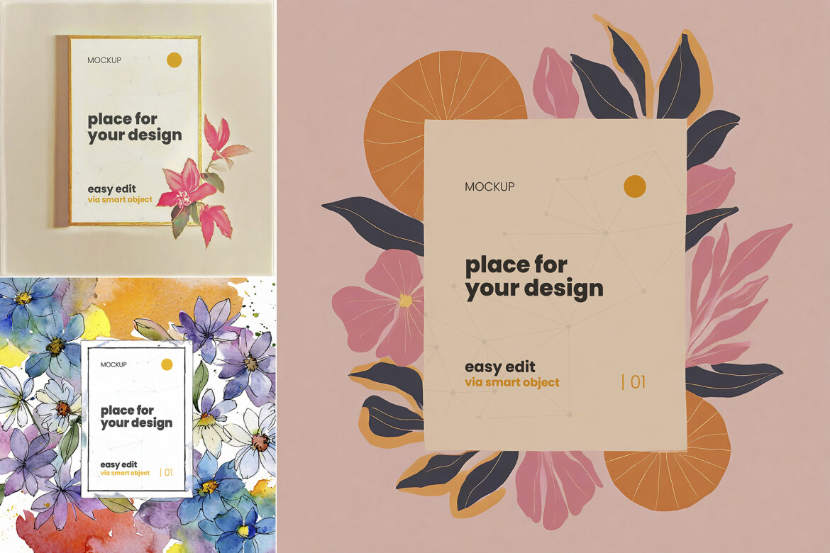 Paint Flowers FREE Poster Mockups - view 4